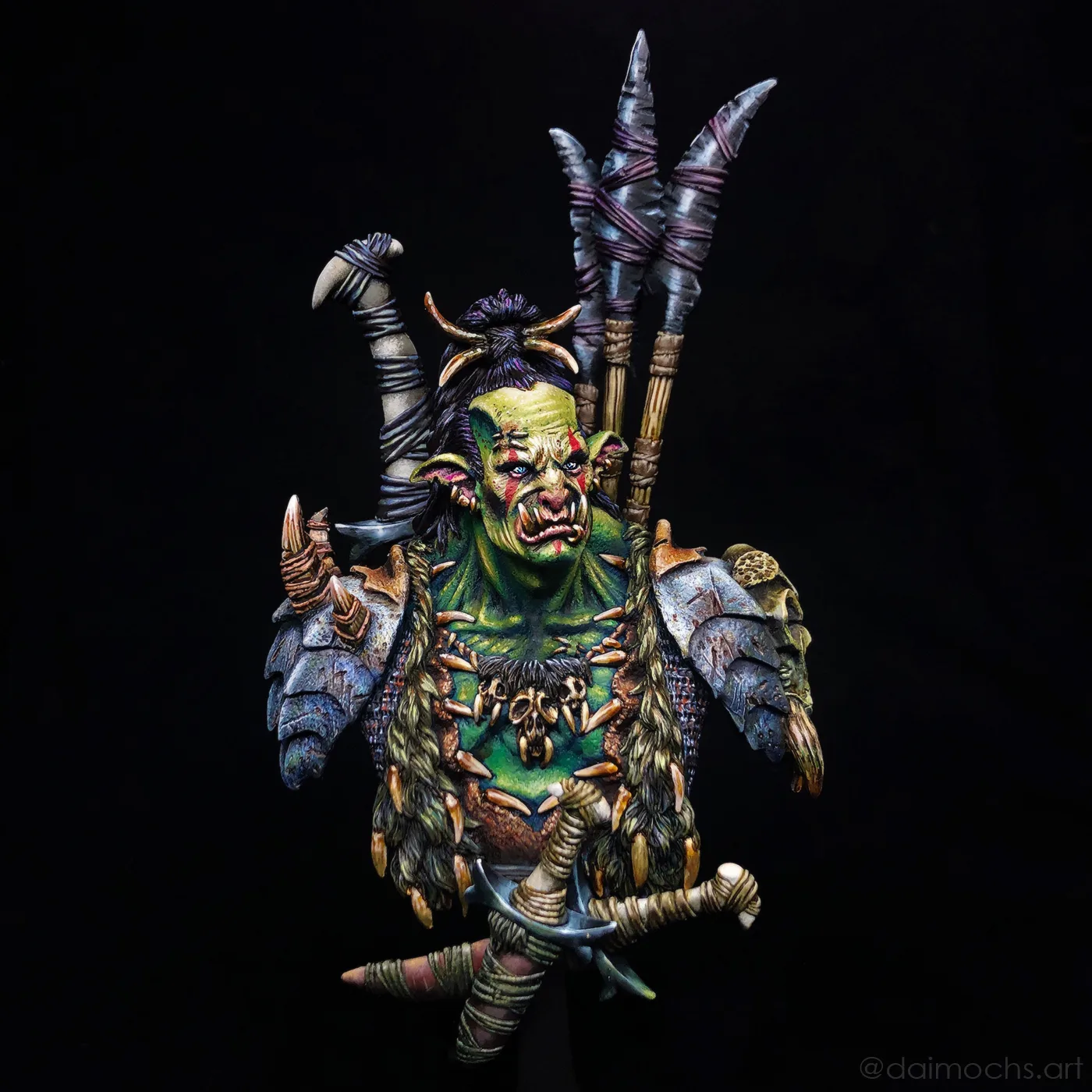 Bemalte Miniaturen-Büste – Cyberpunk-Kriegerin