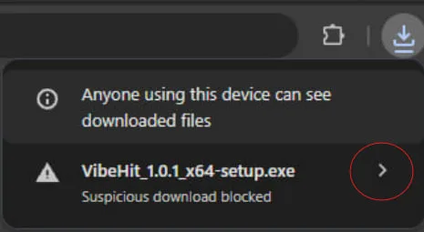 Chrome: Click the arrow next to the blocked file